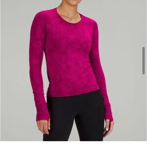 Lululemon Athletica Fuchsia Long Sleeve Top swiftly tech race length
